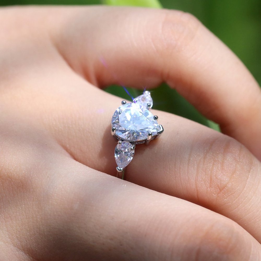 Water Drop High End Custom Silver Wedding/Engagement Ring for Women, VIP425 - Picture 10 of 10